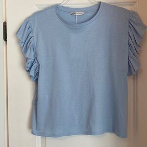 Zara T-Shirt Ruffle sleeves